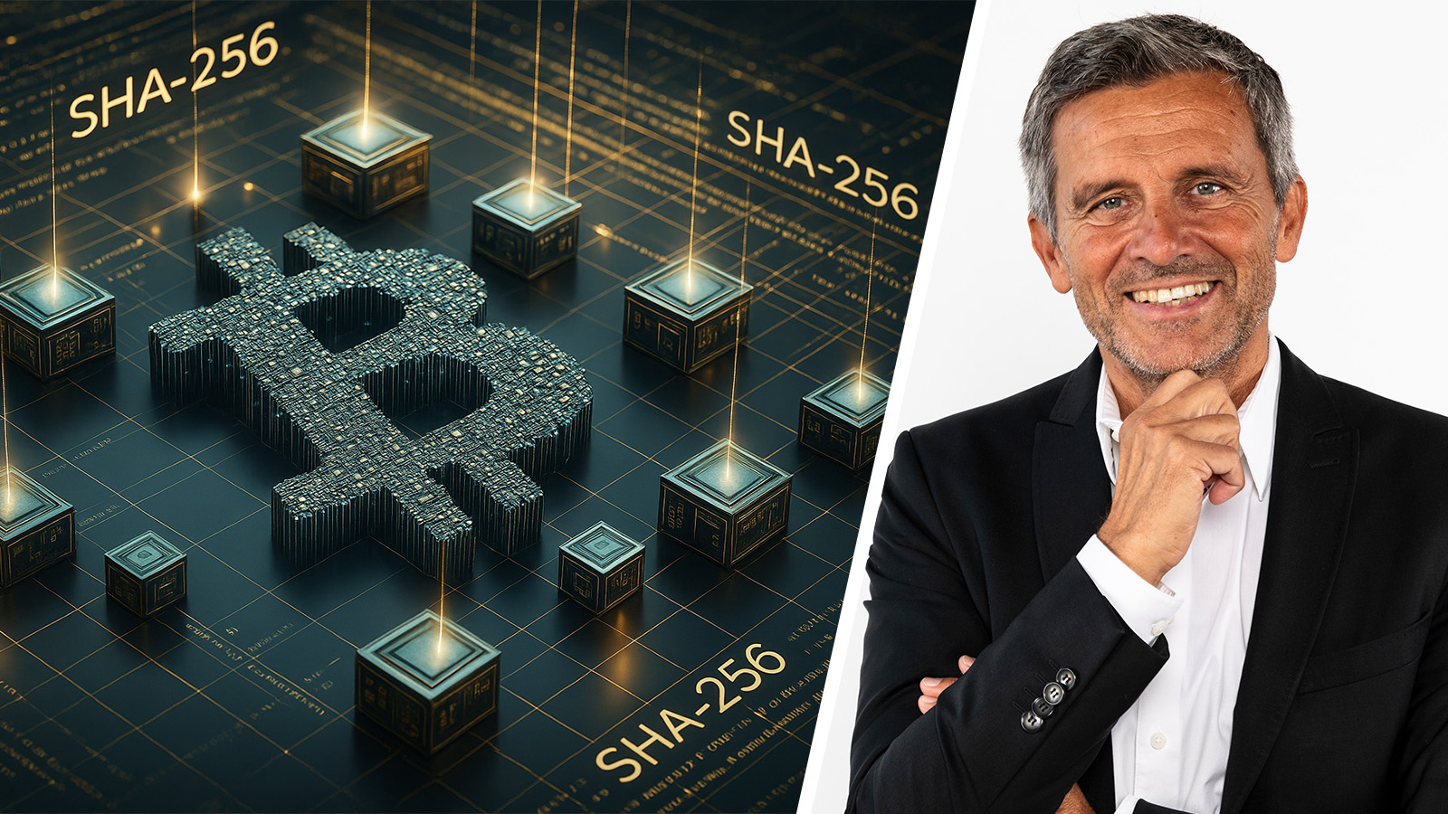 Splitbild: Bitcoin (links), Christian Karl (rechts)